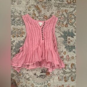 Anthropologie Pink Lottie Linen Top